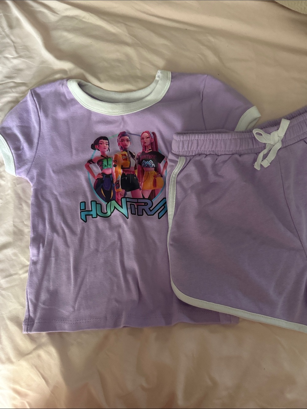 Lavender Kids Short Sleeve Set with Graphic